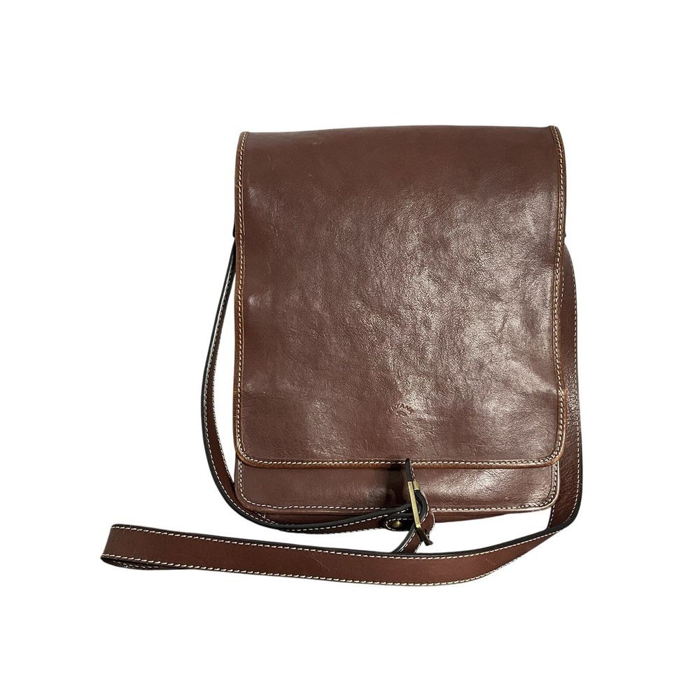 Katana Leather Messenger Bag Brown Crossbody Satchel Purse 10"‎ Made in France